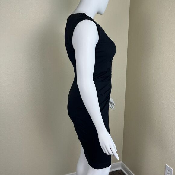 Iris Setlakwe Women's Size 10 Black Ruched Cap Sleeves Bodycon Sheath Dress - Picture 12 of 16